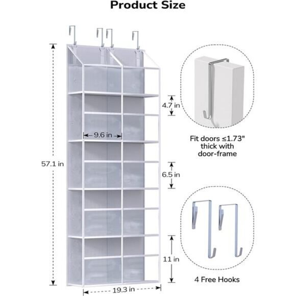 Clear Over The Door Organizer 5 Shelf Hanging Storage for Closet Pantry Room - Picture 2 of 8